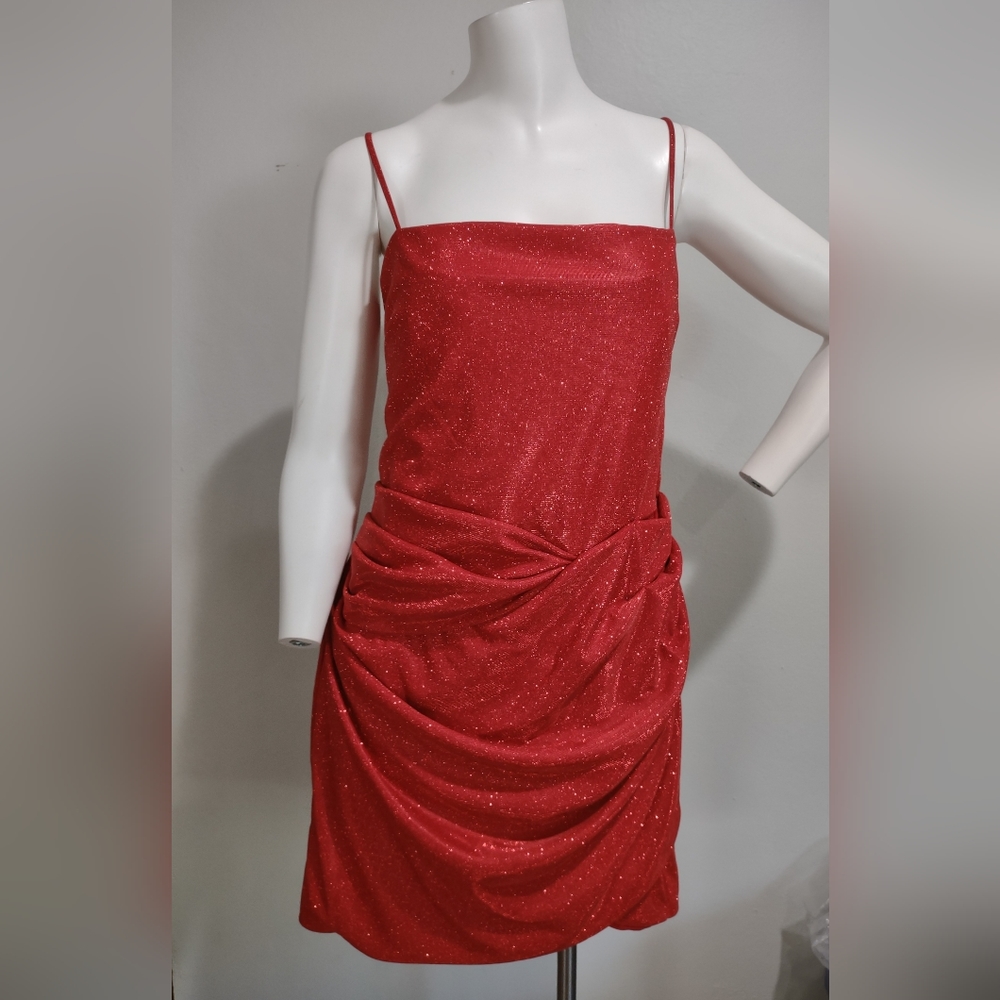 Metallic red mini party dress XL